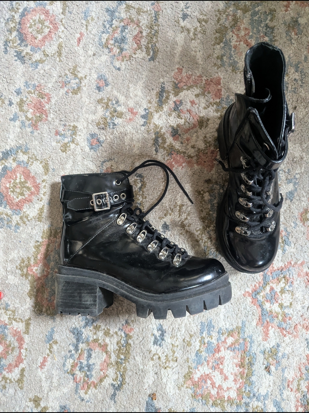Black Lace-Up Jeffrey Campbell Boots 8.5 - Picture 2 of 4